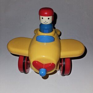 VTG Battat Airplane Push Pump & Go Rolling Yellow Red Blue Toddler Toy TESTED